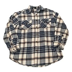 POLAR KING Flannel Shirt Jacket Heavy 100% Cotton Plaid Snap Button Men's Large